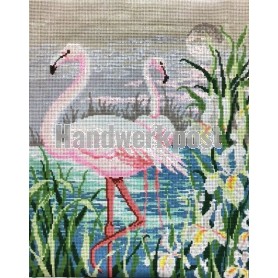 stramin + garnpaket, flamingo's (100% wolle)