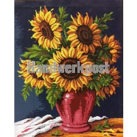 stramin + garnpaket, zonnebloemen (100% wolle)