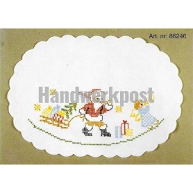 kreuzstichdeckchen kerstman deelt uit…, wit