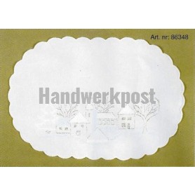 kreuz/stielstichdeckchen dorp in wintersfeer, wit