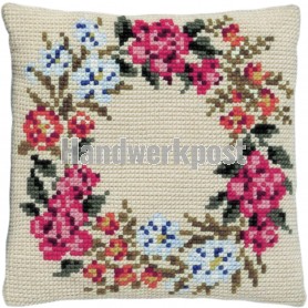 kreuzstichkissen bloemenkrans