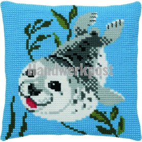 kreuzstichkissen zeehond 