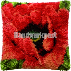 knüpfkissen klaproos close-up (excl. knüpfhaken)