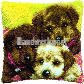 knüpfkissen drie puppies (excl. knüpfhaken)