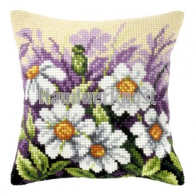 kreuzstichkissen margrieten met bloemen