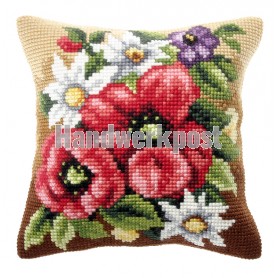 kreuzstichkissen anemonen met bloemen