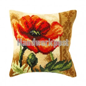 kreuzstichkissen stijlpatroon, rode klaproos