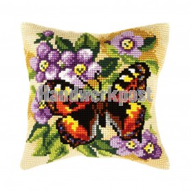 kreuzstichkissen vlinder met bloemen