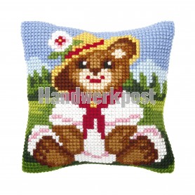 kreuzstichwandbehang beertje met zonnehoed