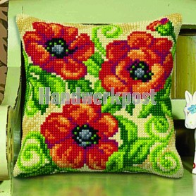 kreuzstichkissen klaprozen