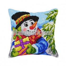 kreuzstichkissen sneeuwpop met cadeautjes