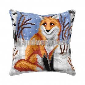kreuzstichkissen vos in wintersfeer