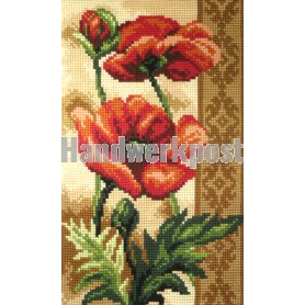 kreuzstichwandbehang stijlpatroon, rode klaprozen