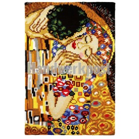 kreuzstichwandbehang klimt, de kus