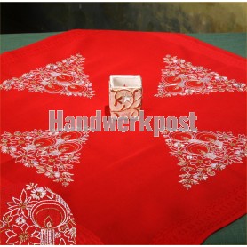 stielstichdecke, kerstbomen/kaarsen, rood