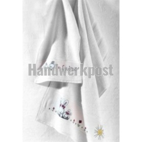 frottee badetuch, wit (incl. aida stickkante)