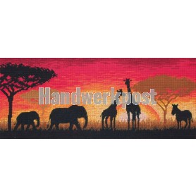 stickpackung savanne bij zonsondergang