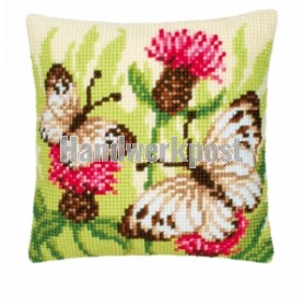 kreuzstichkissen vlinders op veldbloemen