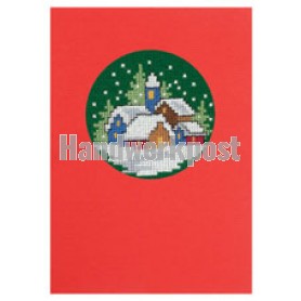stickpackung weihnachtskarte, winterdorp
