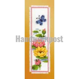 stickpackung lesezeichen, waterlelies met vlinder