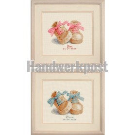 stickpackung geburt daan/lisa (incl. blauw/rose garn)