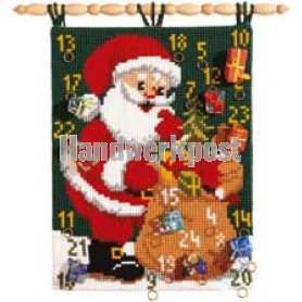 kreuzstichwandbehang kerstman deelt uit…