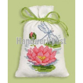 stickpackung kräutertütchen, waterlelie met libelle