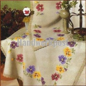 kreuzstichdecke viooltjes, linnenlook