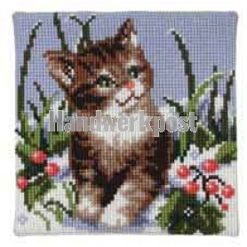 kreuzstichkissen poes in wintersfeer