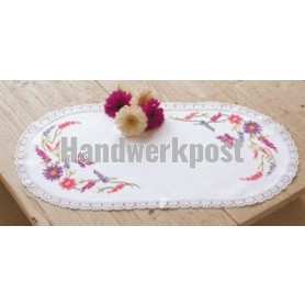 kreuzstichdeckchen veldbloemen met vlinders, wit