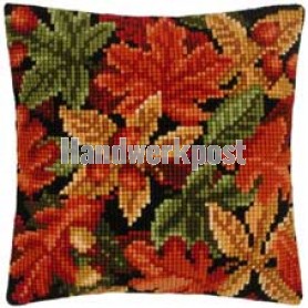 kreuzstichkissen herfstblad