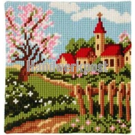kreuzstichkissen dorpsaanzicht