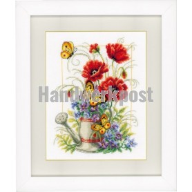 stickpackung gieter met voorjaarsbloemen/vlinders