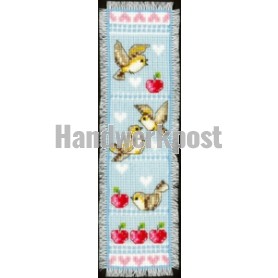 stickpackung lesezeichen, vogels met appels/blauw