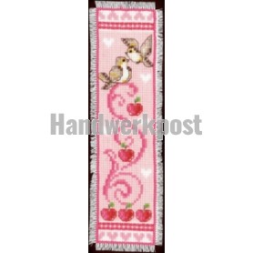 stickpackung lesezeichen, vogels met appels/rose