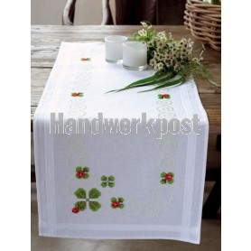 kreuzstichläufer klavertjes met lieveheersbeestjes, wit