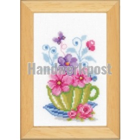 stickpackung theekopje met bloemen
