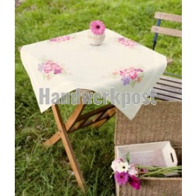kreuz/stielstichdecke hortensia met bloemen, wit