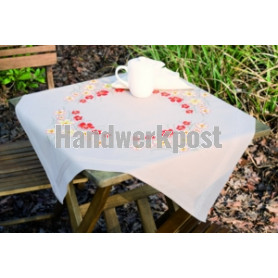 kreuzstichdecke klaprozen en margrieten, beige