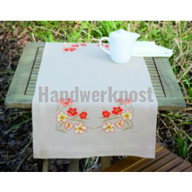 kreuzstichläufer klaprozen en margrieten, beige