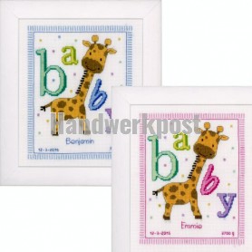 stickpackung cute jungle, geburt benjamin/emmie (incl. blauw/rose garn)