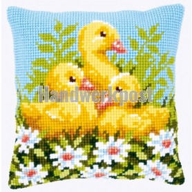kreuzstichkissen eendjes tussen margrieten