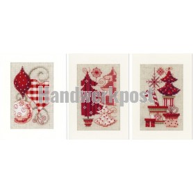 stickpackung weihnachtskarte (3 st.) kerstaccessoires in roodtinten