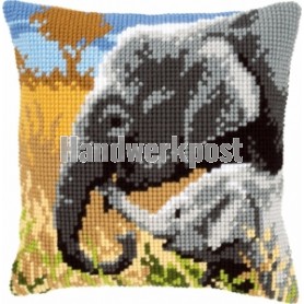 kreuzstichkissen olifant met jong
