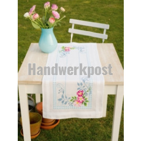 kreuzstichläufer rose bloemen, wit