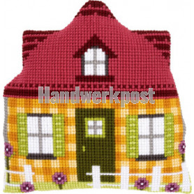 kreuzstichkissen huis geel (incl. kissenrücken)