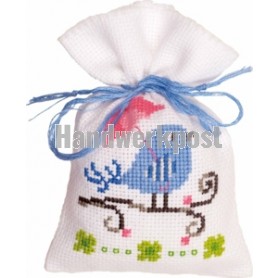 stickpackung kräutertütchen, vogel/blauw