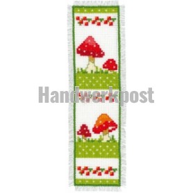 stickpackung lesezeichen, vier paddenstoelen