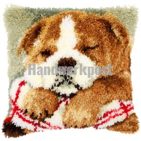 knüpfkissen slapende bulldog
