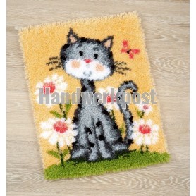 knüpfdecke poes met bloemen